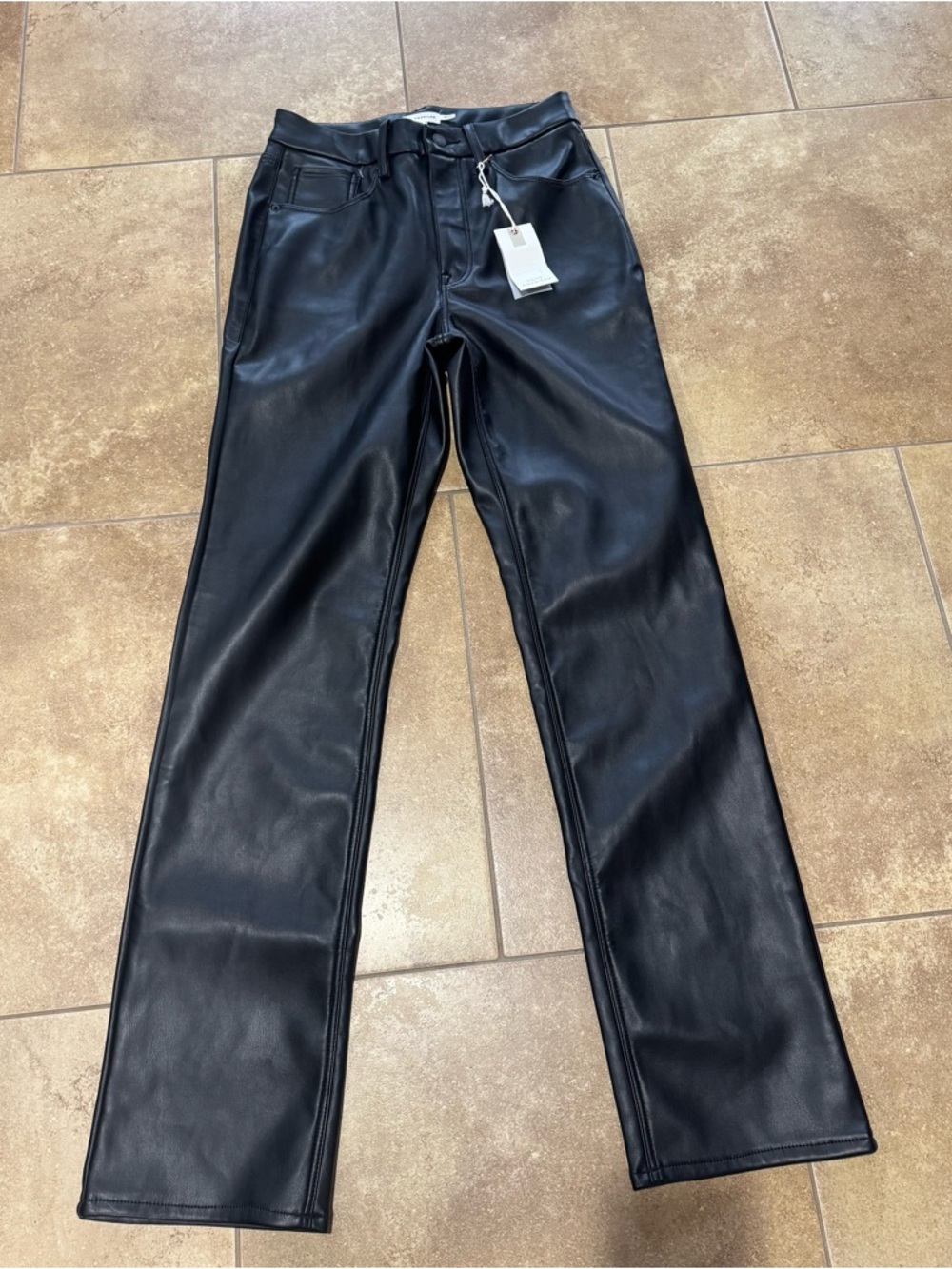 Good American "Good Icon" Faux Leather Pants in Black Size 28 - Picture 2 of 11